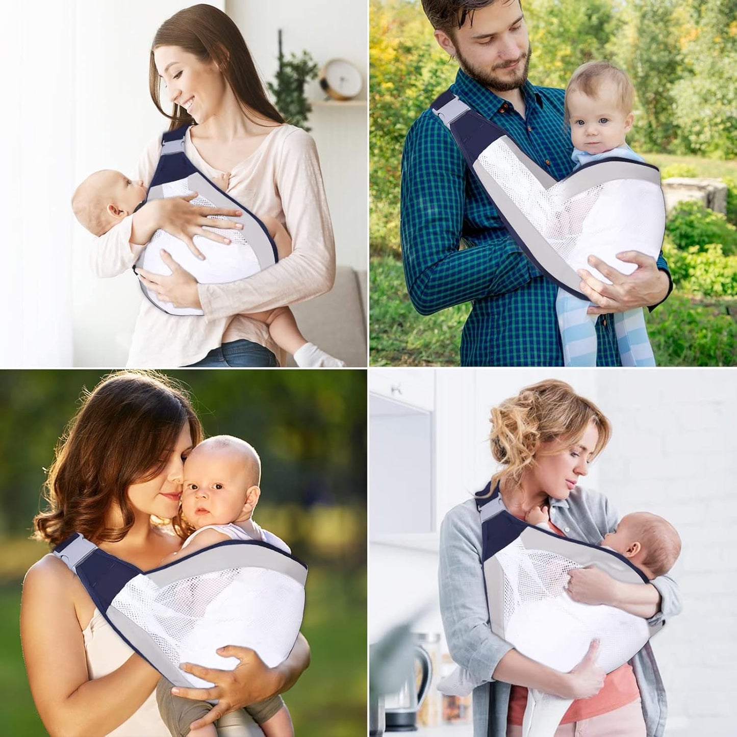 Baby Sling Carrier, Adjustable Ergonomic Baby Holder with One-Shoulder Design
