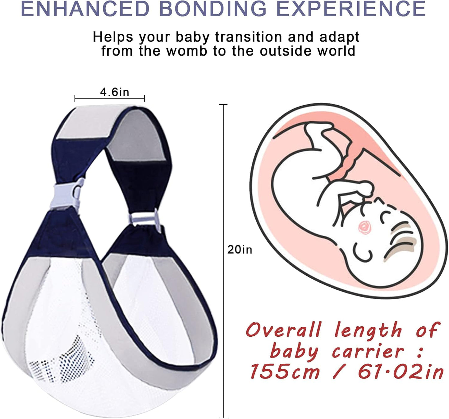Baby Sling Carrier, Adjustable Ergonomic Baby Holder with One-Shoulder Design
