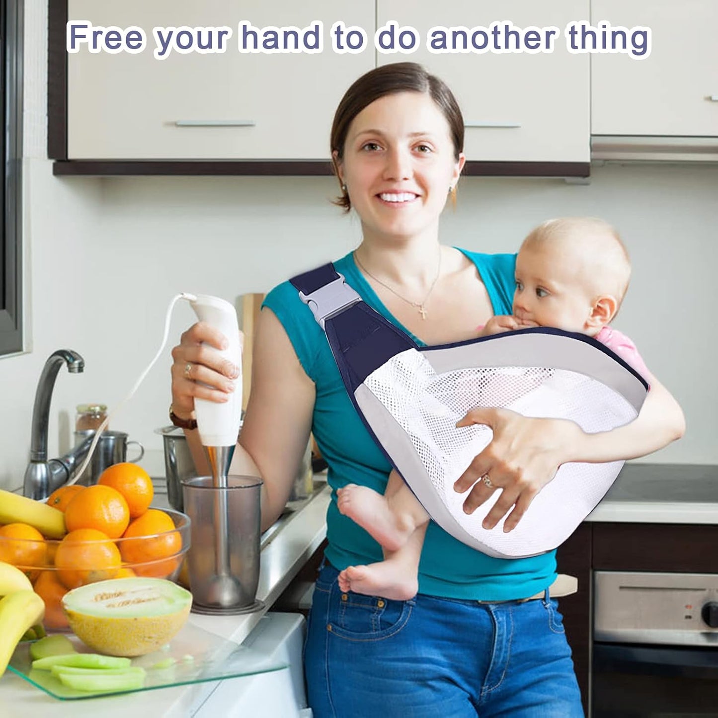 Baby Sling Carrier, Adjustable Ergonomic Baby Holder with One-Shoulder Design